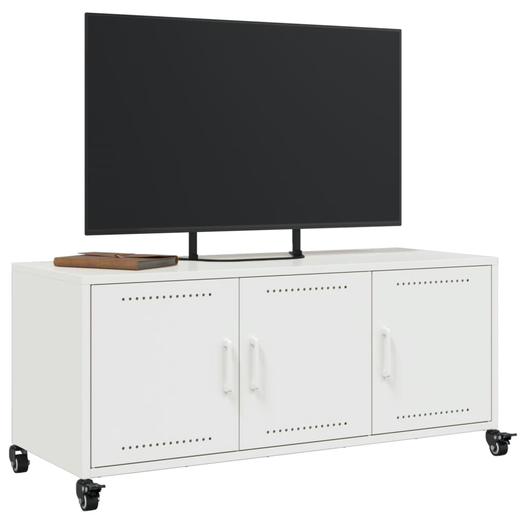 Móvel de TV 100,5x39x43,5 cm aço laminado a frio branco