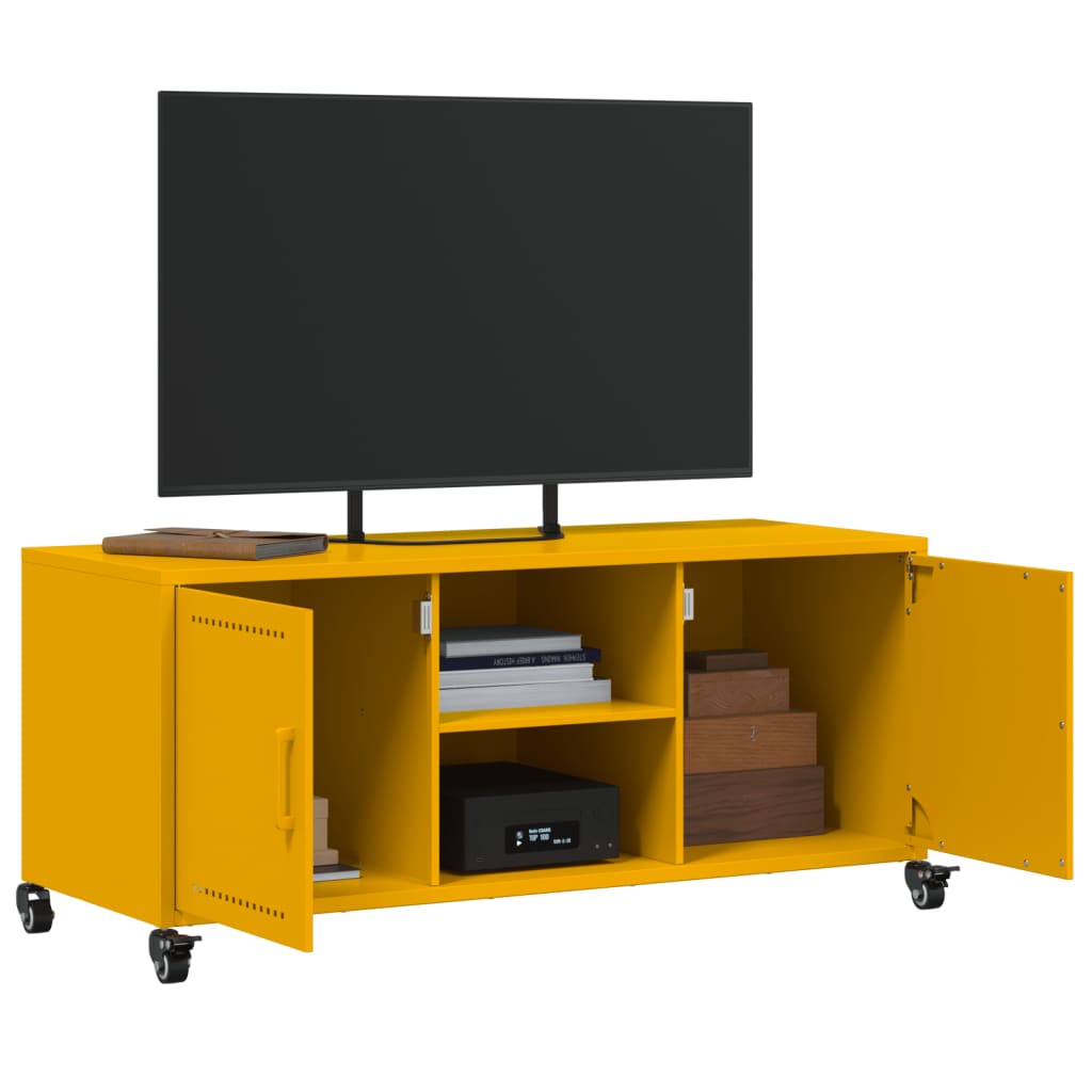 Móvel TV 100,5x39x43,5 cm aço laminado a frio amarelo mostarda