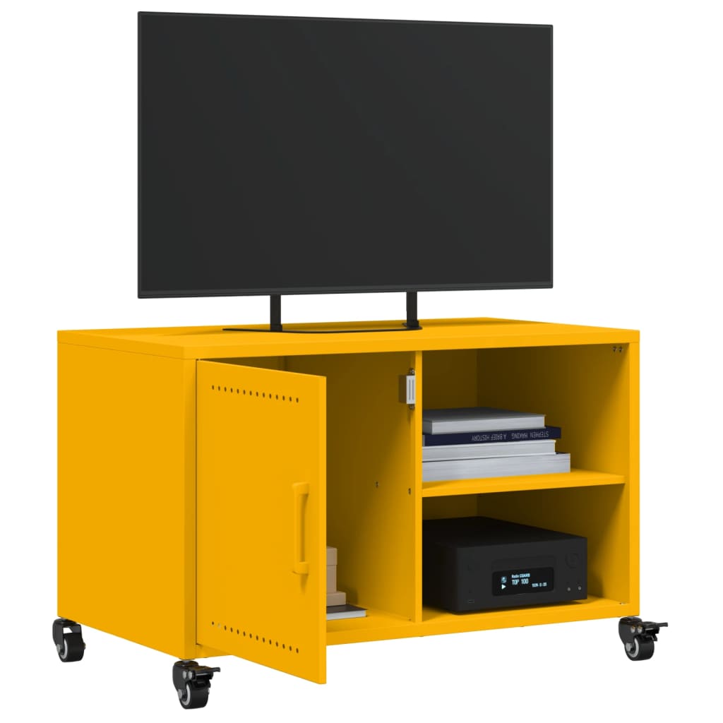 Móvel de TV 68x39x43,5 cm aço laminado a frio amarelo mostarda