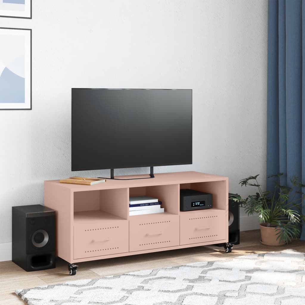 Móvel de TV 100,5x39x43,5 cm aço laminado a frio rosa