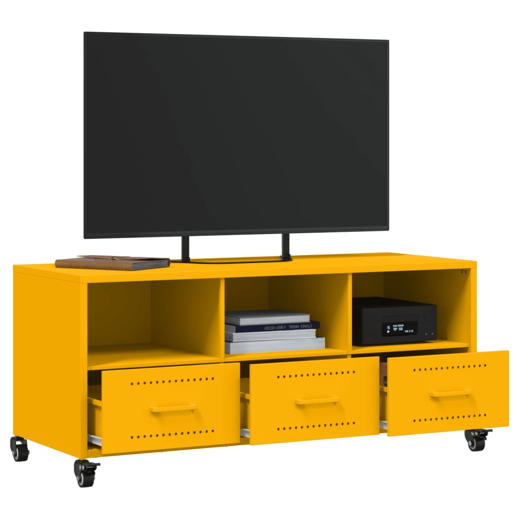 Móvel TV 100,5x39x43,5 cm aço laminado a frio amarelo mostarda