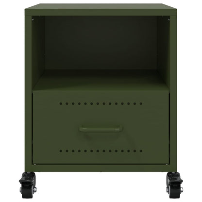 Mesa de cabeceira 36x39x43,5 cm aço verde-azeitona