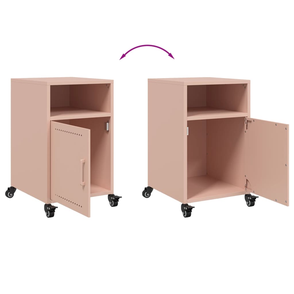 Mesas de cabeceira 2 pcs 36x39x59 cm aço rosa