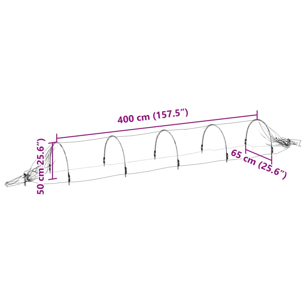 Túnel de rede vidaXL 1,5x5 m fibra de vidro e PP