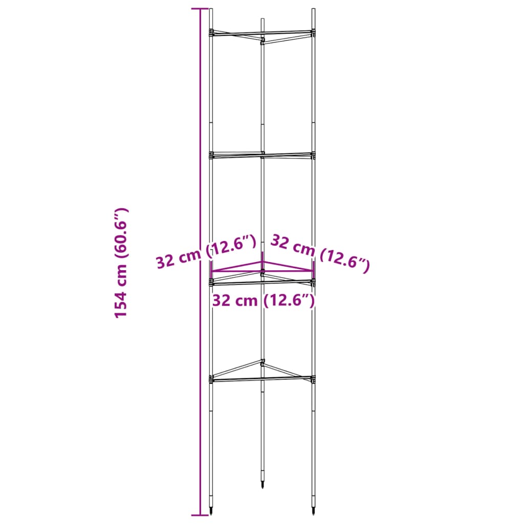 Suporte para tomateiros 2 pcs 154 cm aço e PP