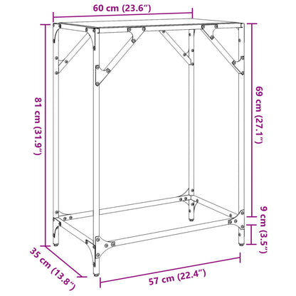 Mesa consola c/ tampo em vidro transparente 60x35x81 cm aço