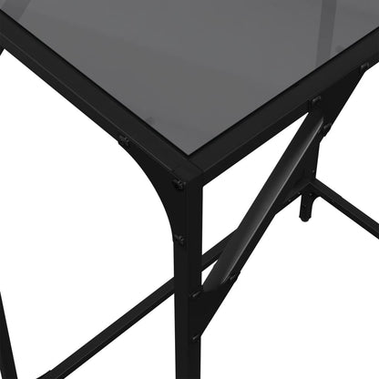 Mesa consola com tampo em vidro preto 60x35x81 cm aço