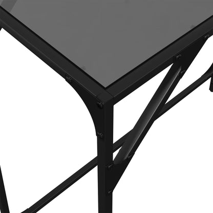 Mesa de centro com tampo em vidro preto 80x35x81 cm aço