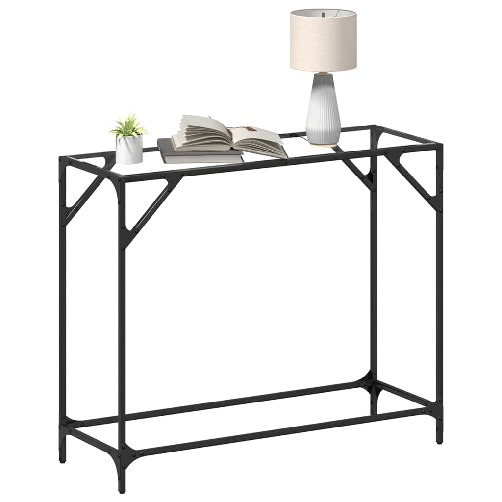 Mesa consola com tampo em vidro transparente 98x35x81 cm aço