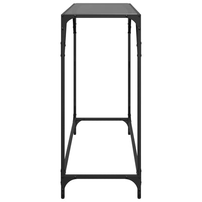 Mesa consola com tampo em vidro preto 98x35x81 cm aço