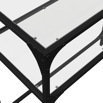 Mesa consola com tampo em vidro transparente 98x35x81 cm aço