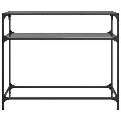 Mesa consola com tampo em vidro preto 98x35x81 cm aço