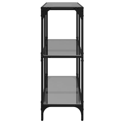 Mesa consola com tampo em vidro preto 98x30x81 cm aço