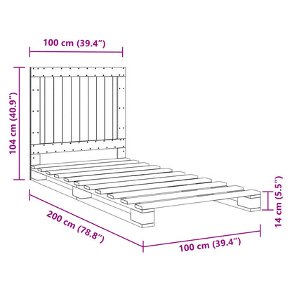 Estrutura de cama com cabeceira 100x200cm pinho maciço