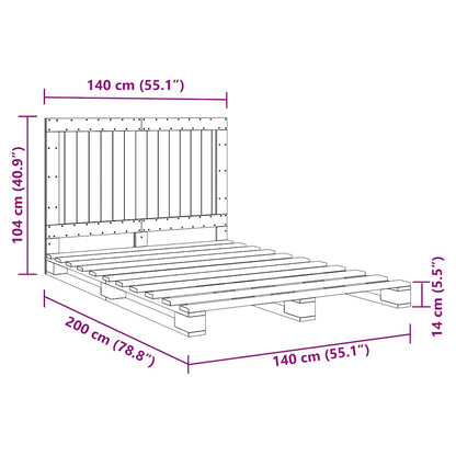 Estrutura de cama com cabeceira 140x200 cm pinho maciço