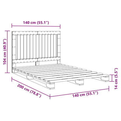 Estrutura de cama com cabeceira 140x200 cm pinho maciço cinza