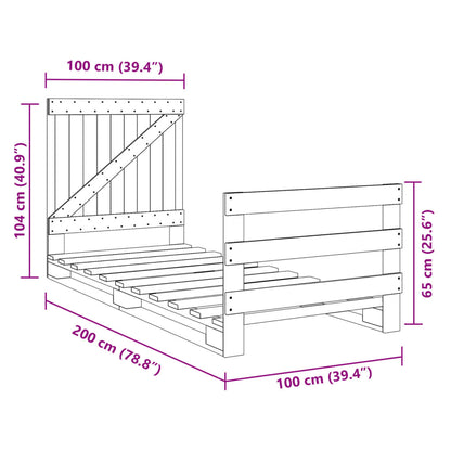 Estrutura de cama com cabeceira 100x200cm pinho maciço