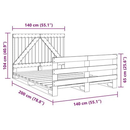 Estrutura de cama com cabeceira 140x200 cm pinho maciço