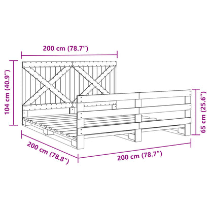 Estrutura de cama com cabeceira 200x200 cm pinho maciço