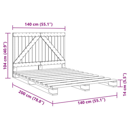 Estrutura de cama com cabeceira 140x200 cm pinho maciço cinza