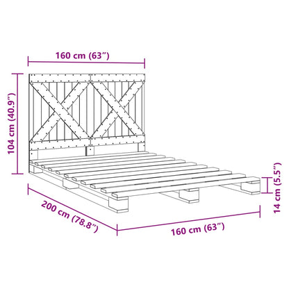 Estrutura de cama com cabeceira 160x200 cm pinho maciço