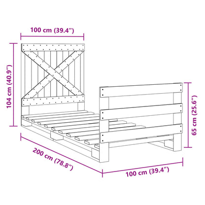 Estrutura de cama com cabeceira 100x200cm pinho maciço