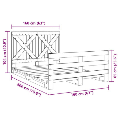 Estrutura de cama com cabeceira 160x200 cm pinho maciço