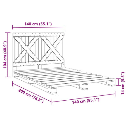 Estrutura de cama com cabeceira 140x200 cm pinho maciço cinza