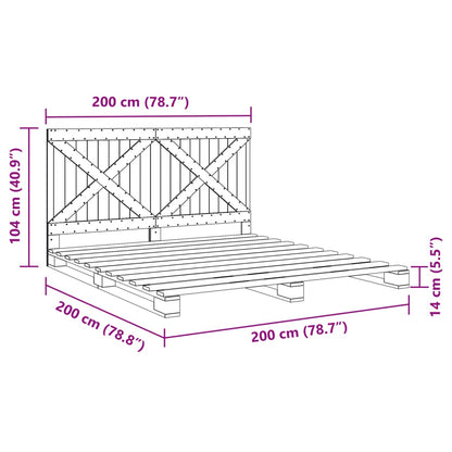 Estrutura de cama com cabeceira 200x200 cm pinho maciço cinza