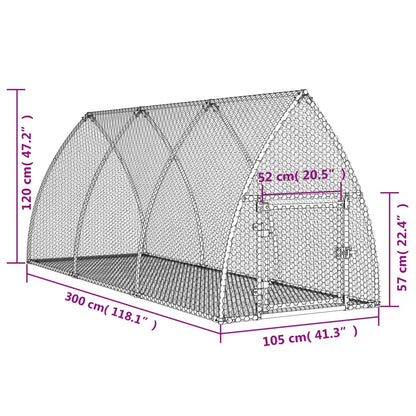 Gaiola para coelhos 300x105x120 cm aço galvanizado prateado