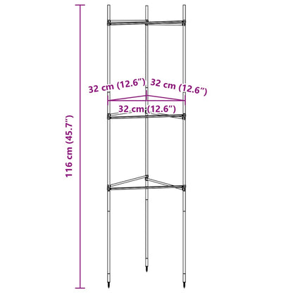 Suportes para tomateiros 4 pcs 116 cm aço e PP