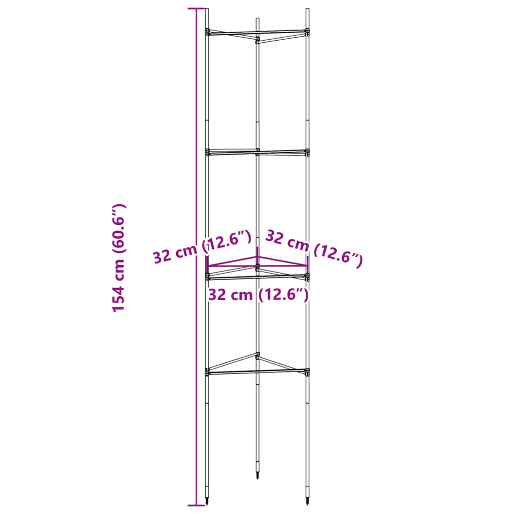 Suportes para tomateiros 4 pcs 154 cm aço e PP