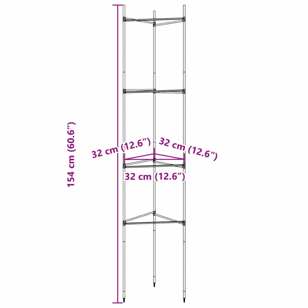 Suportes para tomateiros 6 pcs 154 cm aço e PP