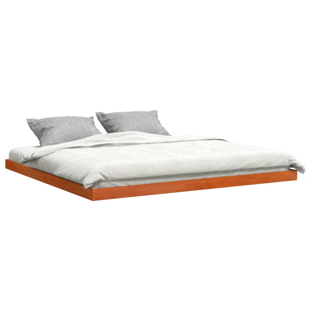 Estrutura de cama 200x200 cm pinho maciço castanho cera