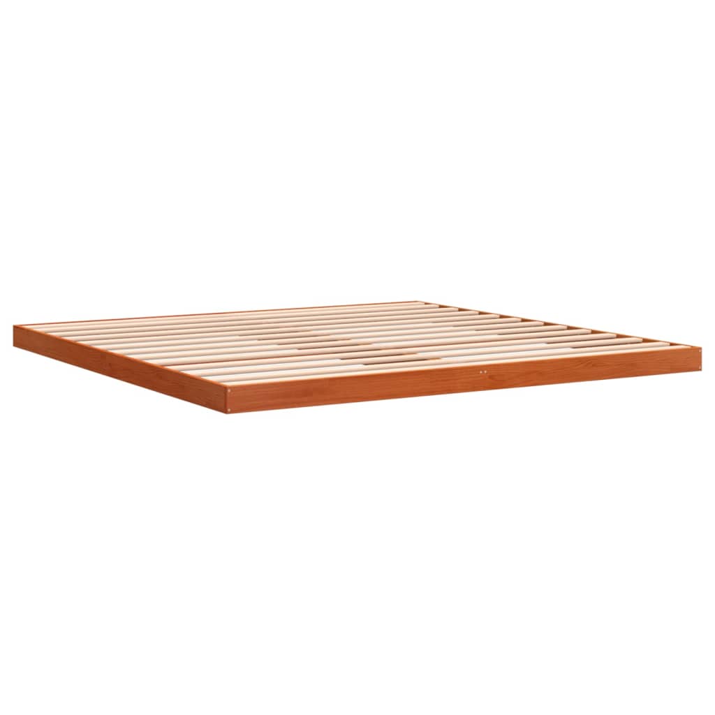 Estrutura de cama 200x200 cm pinho maciço castanho cera