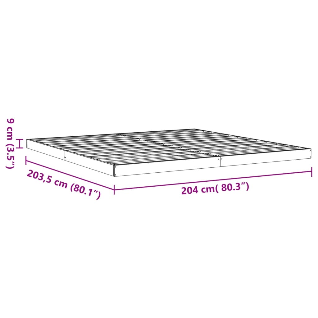 Estrutura de cama 200x200 cm pinho maciço castanho cera