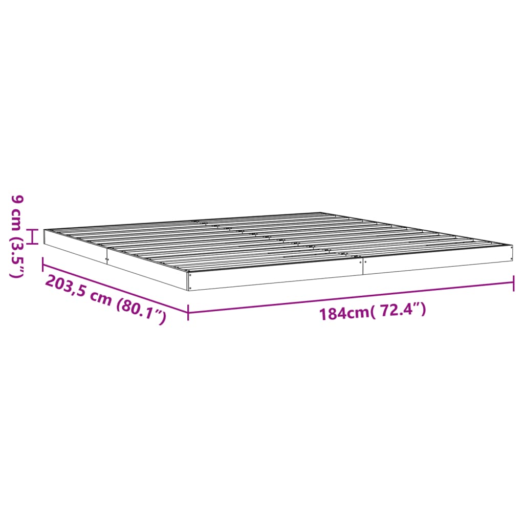 Estrutura de cama 180x200 cm madeira pinho maciço castanho cera