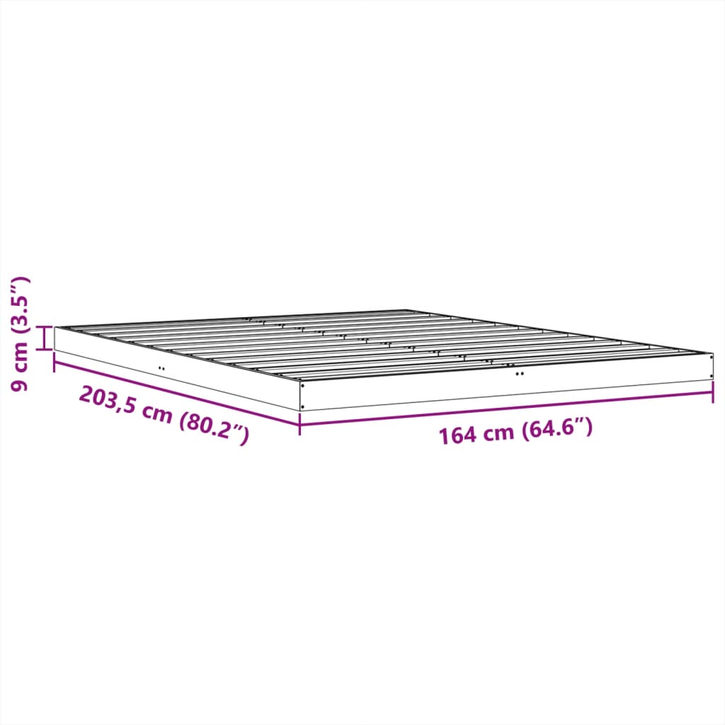 Estrutura de cama 160x200 cm madeira pinho maciça castanho cera