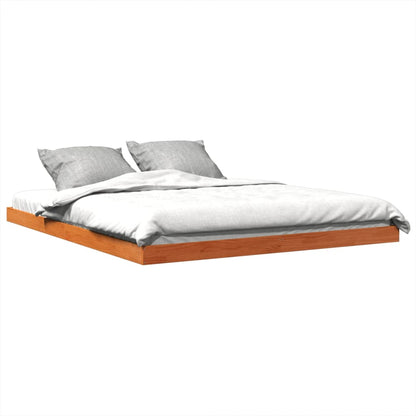 Estrutura de cama 150x200 cm madeira pinho maciça castanho cera