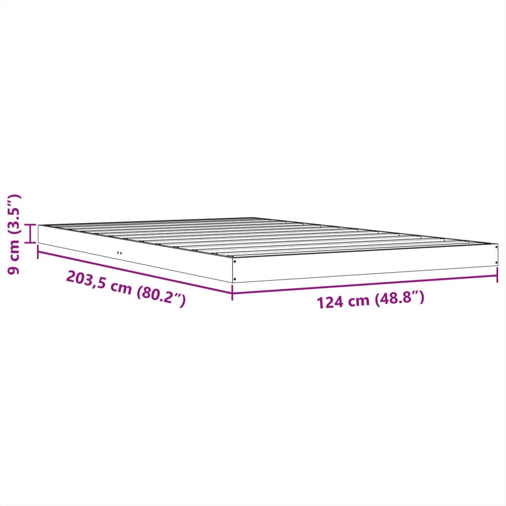 Estrutura de cama 120x200 cm madeira pinho maciça castanho cera