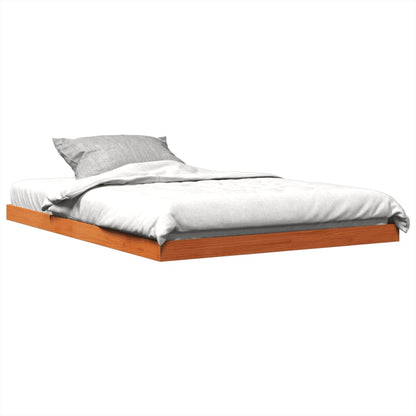 Estrutura de cama 140x190 cm madeira pinho maciça castanho cera