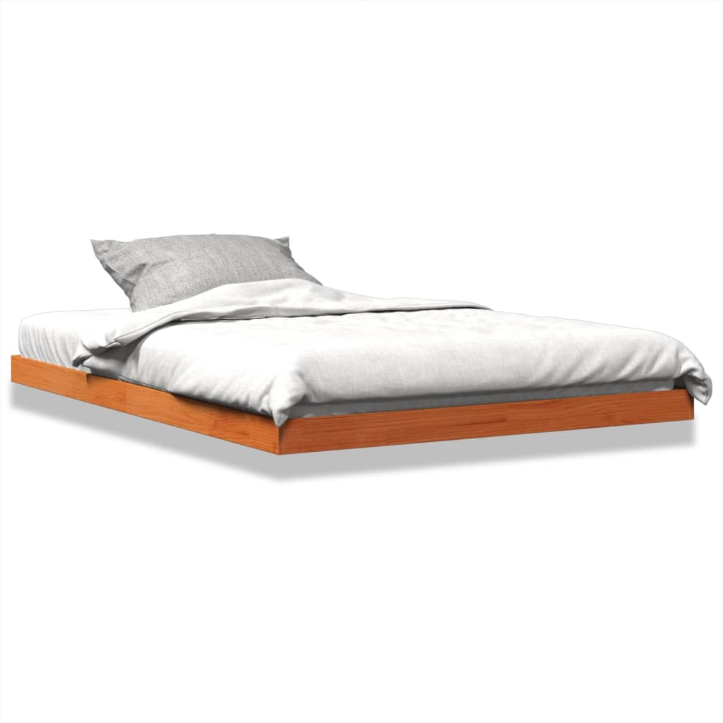 Estrutura de cama 140x190 cm madeira pinho maciça castanho cera