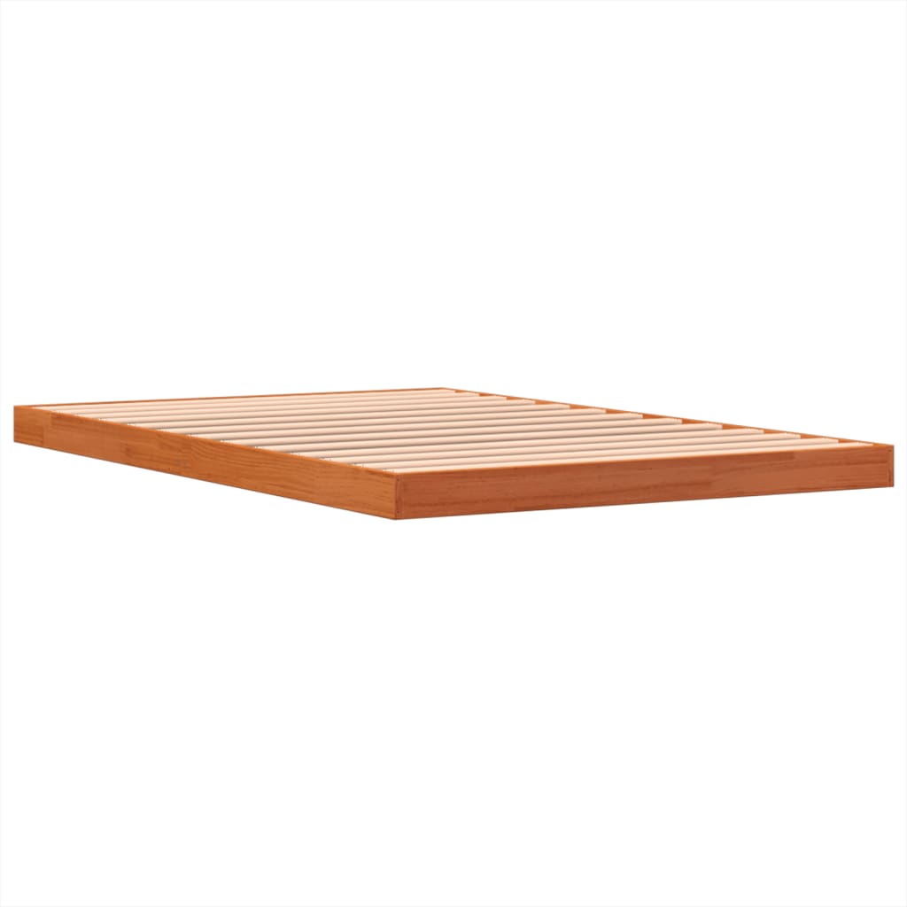 Estrutura de cama 120x190 cm madeira pinho maciça castanho cera