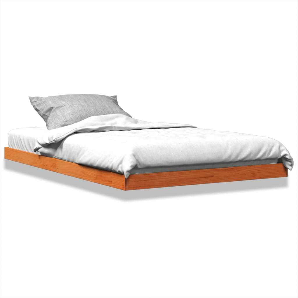 Estrutura de cama 120x190 cm madeira pinho maciça castanho cera