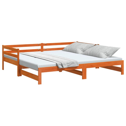 Sofá-cama com gavetão 90x200 cm madeira de pinho castanho cera