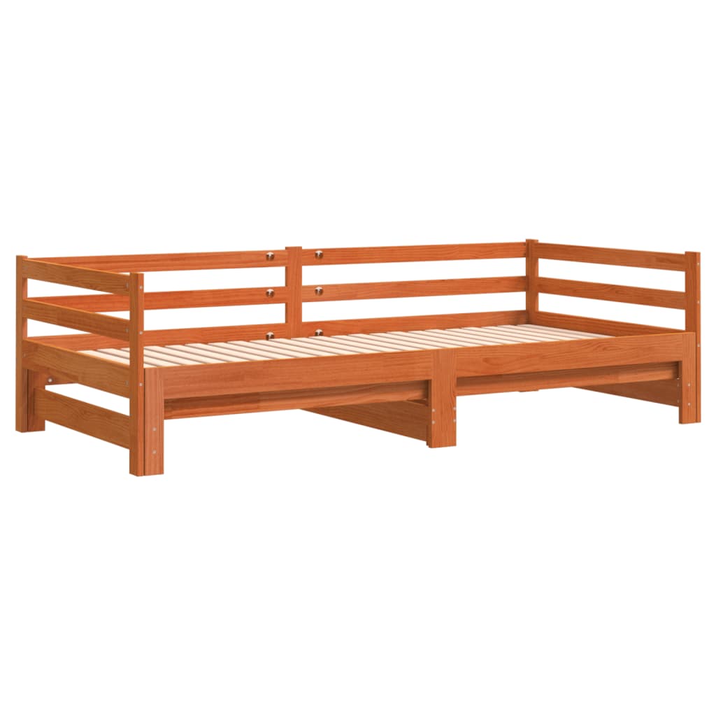 Sofá-cama com gavetão 90x190 cm madeira de pinho castanho cera