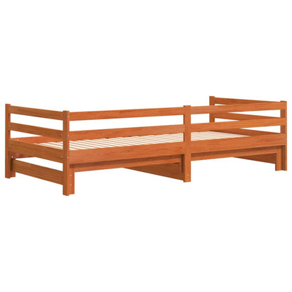 Sofá-cama com gavetão 90x190 cm madeira de pinho castanho cera