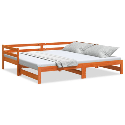 Sofá-cama com gavetão 90x190 cm madeira de pinho castanho cera