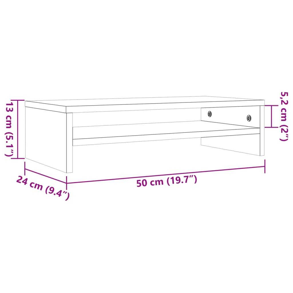 Suporte para monitor 50x24x13 cm pinho maciço castanho mel