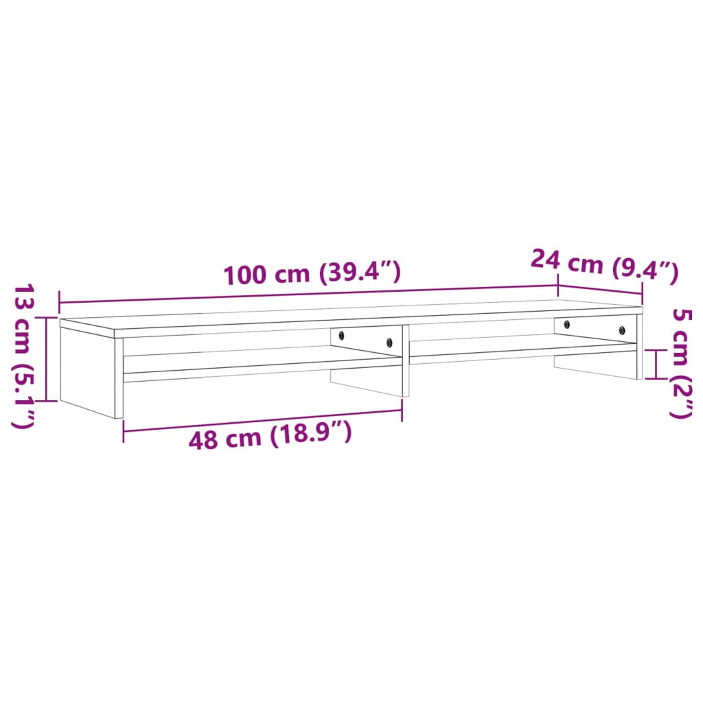 Suporte para monitor 100x24x13 cm pinho maciço castanho mel